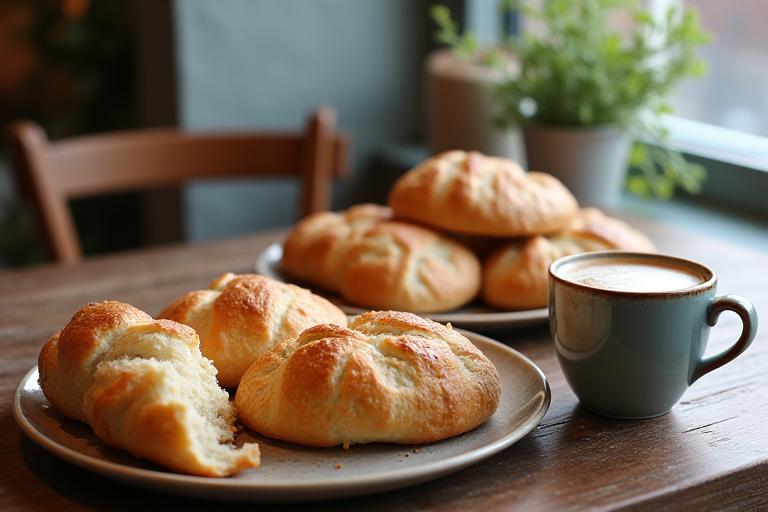 페이스트리와 커피가 있는 카페 사진